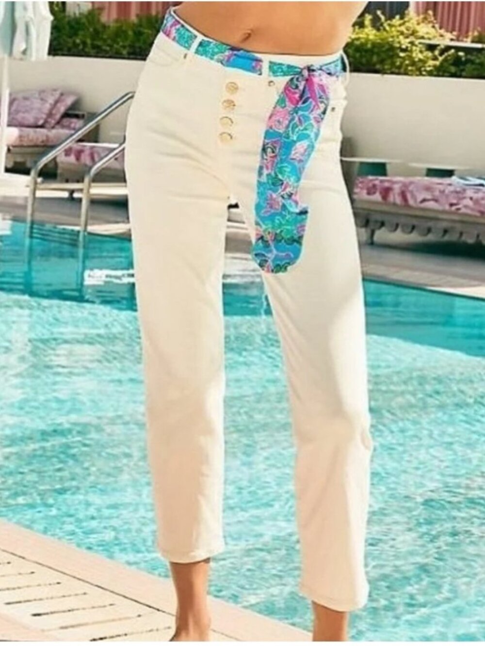 Lilly Pulitzer Jeans Women's 8 South Ocean High Rise Butter Yellow Resort Pants